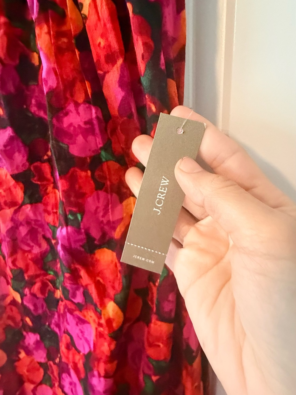 J.Crew Red Pink Floral Silk Chiffon Cami Maxi Dress Tie Back NWT❤️ - Picture 7 of 12